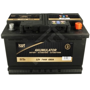 Akumulator HART 74ah 680a P+ NOWY MODEL PREMIUM