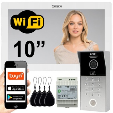 Wideodomofon Full HD 10' RFID SZYFR APLIKACJA DIN