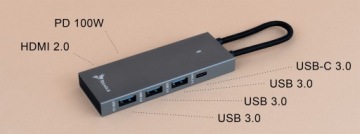 Концентратор USB-C HDMI 4K 60 Гц 2K 144 Гц 2x USB C PD 100 Вт 3x USB 3.2 M1 M2