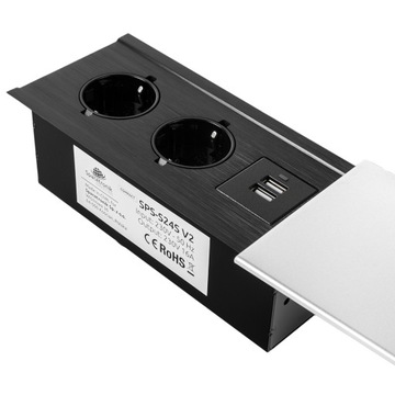 Przesuwane slide gniazdo chowane w blat Spacetronik SPS-S24S V2 COMPACT
