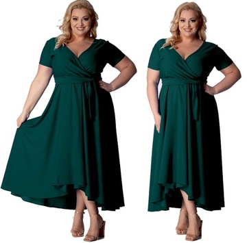 Maxi Długa sukienka rokloszowana elegancka na wesele Plus Size KOLORY 50