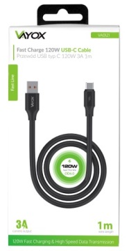 КАБЕЛЬ БЫСТРОЙ ЗАРЯДКИ USB-C TYPE-C 120 Вт 3 А 1 М VAYOX