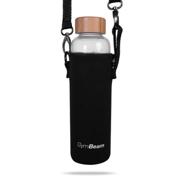 BUTELKA SZKLANA Z POKROWCEM BIDON NA WODĘ BAMBUSOWA ZAKRĘTKA GymBeam 600ml