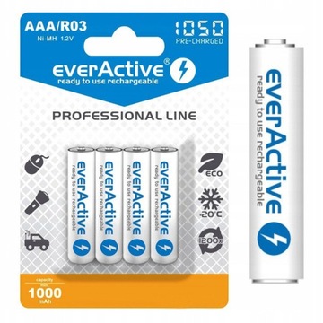 4 x R03/AAA everActive 1000 мАч НОВОГО поколения