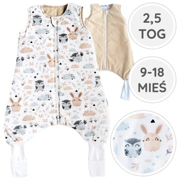 ŚPIWOREK ZE SKARPETKAMI NOGAWKAMI OCIEPLANY 2.5 TOG BAWEŁNA Roz.S BabyU