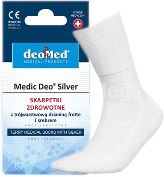 Skarpety bezuciskowe zdrowotne ze srebrem MEDIC DEO SILVER pół frotte białe