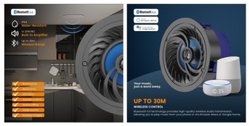 ПОТОЛОЧНЫЙ АУДИОДИНАМИК С BLUETOOTH 4 ДЮЙМА IP44