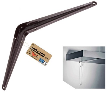 UCHWYT WSPORNIK KĄTOWNIK PODPÓRKA PÓŁKĘ DO PÓŁKI BRĄZOWY METALOWY 300x250MM