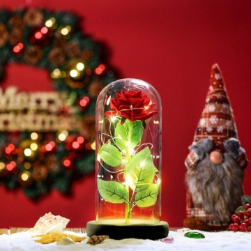 ВЕЧНАЯ РОЗА В СТЕКЛЕ СВЕТЯЩАЯСЯ СВЕТОДИОДНАЯ ИДЕЯ ПОДАРКА КРАСИВАЯ КАК НАСТОЯЩАЯ