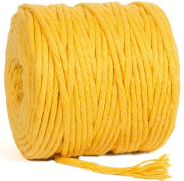 SZNUREK BAWEŁNIANY ŻÓŁTY Makramy 5mm 100m ECO PL