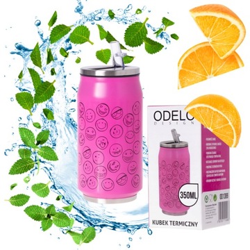 KUBEK TERMICZNY Z DZIÓBKIEM RÓŻOWY BUŹKI TERMOS AUTA SZKOŁY PUSZKA 350ML