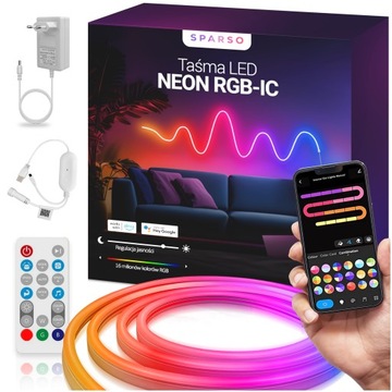 Taśma NEON LED 3m RGBIC USB Ledy PILOT Aplikacja TUYA WiFi Bluetooth ZESTAW