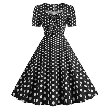 Damska sukienka w stylu retro z lat 50. i 60. w kropki Rockabilly