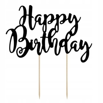 Topper na tort Happy Birthday - czarny 18 Urodziny