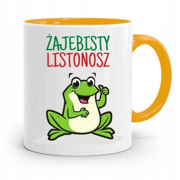 KUBEK ŻÓŁTY DLA LISTONOSZA ŻAJEBISTY LISTONOSZ z Nadrukiem ze Zdjęciem