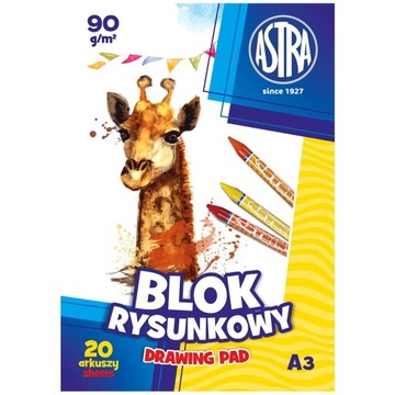BLOK RYSUNKOWY BIAŁY ASTRA A3 20k 90g/m2