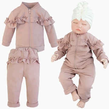 KOMPLET DRESOWY dla dziewczynki BLUZA SPODNIE 80