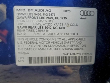 Audi Q5 II 2020 Audi Q5 2020 r., 2,0L PREMIUM 2.0 Benzyna 228KM, zdjęcie 12