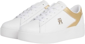 TOMMY HILFIGER DAMSKIE BUTY SPORTOWE BIAŁO ZŁOTE ROZMIAR 40 FWOFW08073