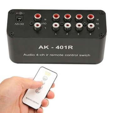 4-DROŻNY PRZEŁĄCZNIK RCA WIELOFUNKCYJNY ADAPTER 4 X RCA 1 X LR 12V