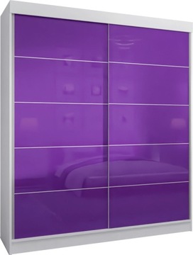 Szafa przesuwna 2D 150 x 205 BIAŁA LACOBEL FIOLET