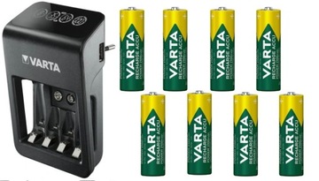 ŁADOWARKA VARTA AA AAA 9V + 8 AKUMULATORÓW ZESTAW
