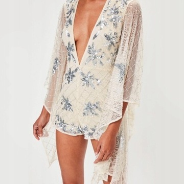 MISSGUIDED Kombinezon damski kimono cekiny S 36