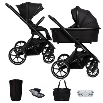 MUUVO SLICK 2.0 WÓZEK 2w1 WIELOFUNKCYJNY: GONDOLA SPACERÓWKA +DODATKI BLACK
