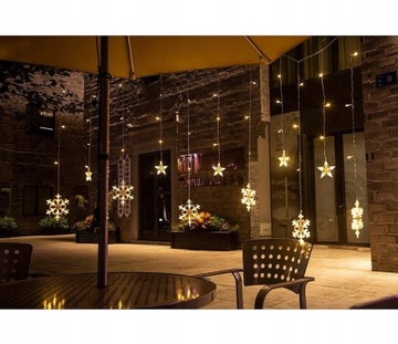 СВЕТОВАЯ ЗАНАВЕСА ГИРЛЯНД СНЕЖИНКИ Теплая