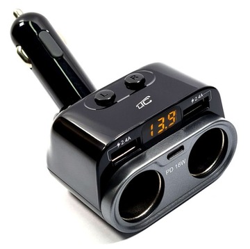 Rozdzielacz Rozgałęźnik Zapalniczki 2 + 2 Usb 2.4a