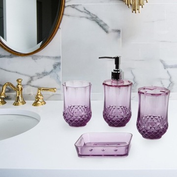 4Pcs Toothbrush Holder Apartment Essentials Lotion Dispenser Purple