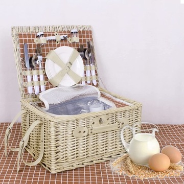 Термальная корзина для пикника, набор посуды на 4 персоны + одеяло