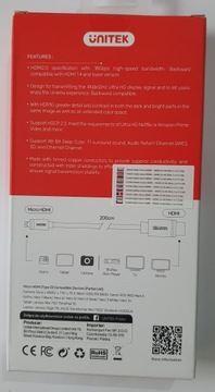 Unitek Y-C182 HDMI — кабель micro HDMI 2 м