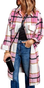 Женская клетчатая куртка на пуговицах с длинным рукавом Fashion 3XL