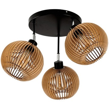 Lampa do Kuchni LED Sufitowa Drewniana 3XE27