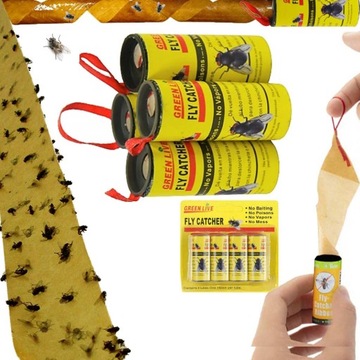 LEP NA MUCHY MUSZKI KOMARY TAŚMA LEPY PUŁAPKA W ROLCE ROLKA 4SZT