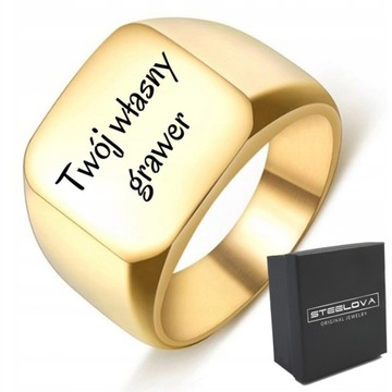ELEGANCKI SYGNET Z TWOIM GRAWEREM NAPIS ,LOGO r.20
