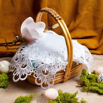 Салфетка БЕЛАЯ ДЛЯ ПАСХАЛЬНОЙ КОРЗИНКИ, 40 см, гипюровое кружево