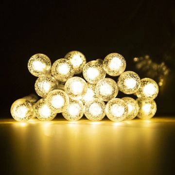 Солнечная ЛАМПА гирлянда светодиодные шарики садовые золотистые теплые пузыри P-720