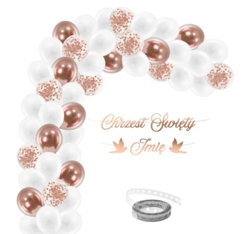 Girlanda balonowa Chrzest +Imię zestaw balony łuk