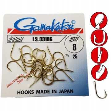 GAMAKATSU HACZYKI LS-3310G ROZMIAR 8 25 SZTUK