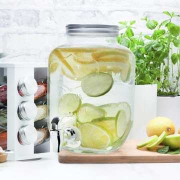 Стеклянная БАНКА С КРАНОМ для воды, большая емкость, ЛИМОНАДНАЯ БАНКА 4л Griffo