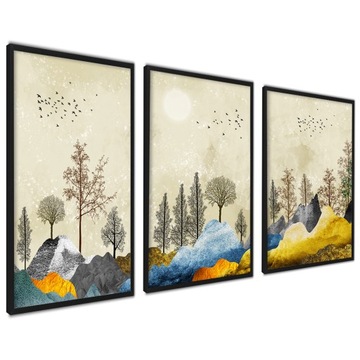 OBRAZY DO SALONU ABSTRAKCJA 130x53cm W RAMACH Góry