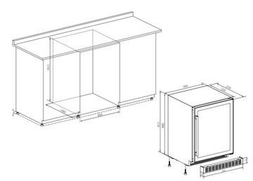 Винный погреб Temptech WPX60DCB BLACK с 46 светодиодными БУТЫЛКАМИ