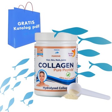 Swedish KOLAGEN RYBI naturalny MORSKI W PROSZKU 10 000 mg suplement+gratis