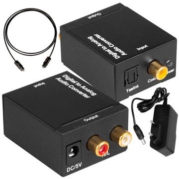 KONWERTER OPTYCZNY DAC COAXIAL TOSLINK RCA CINCH ZASILACZ UNIWERSALNY