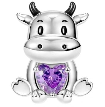 Charms krówka serce serduszko srebro S925