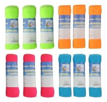 Салфетки из микрофибры Салфетки, 12 шт., 4 цвета, для кухни, для машины, для окон.