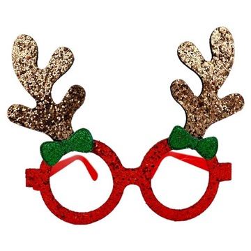 OKULARY RENIFER RUDOLF JELONEK CEKINY ŚWIĘTA + NOS