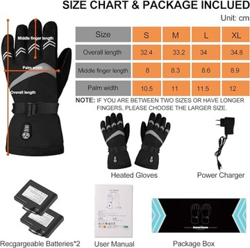 HATMIG Podgrzewane rękawiczki elektryczne, 5 poziomów temperatury, na narty